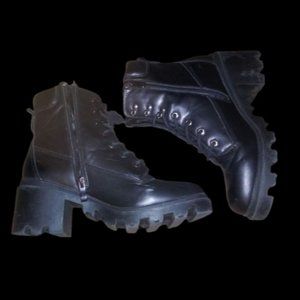 Chunky Heeled Lace-up Combat Boots